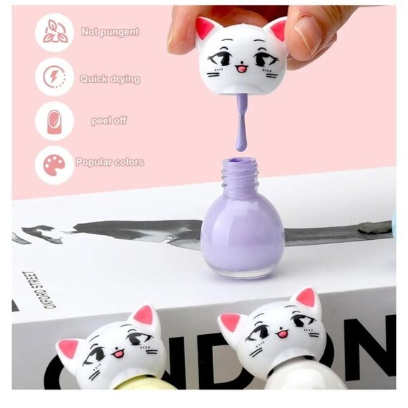 2 Pkg Bundle Non-Toxic Peel-Off Water-Based Nail Polish Set Kids & Women - Picture 9 of 11